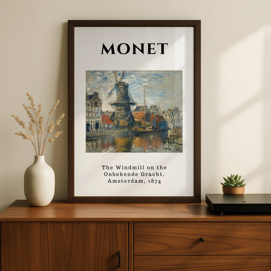 Monet Windmill Amsterdam Wall Art Print | Impressionist Vintage Poster, Living Room Decor – product image 2