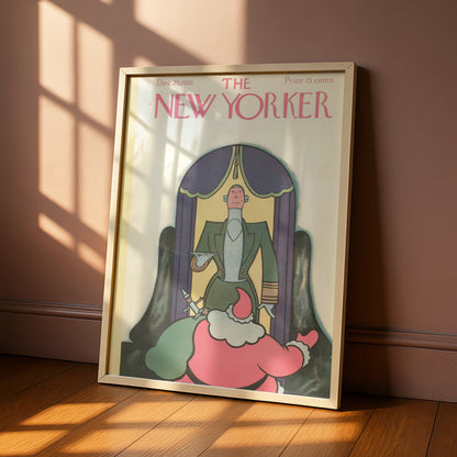 The New Yorker Christmas 1926 Poster, Santa Claus Art Deco Cover, Vintage Holiday Wall Art