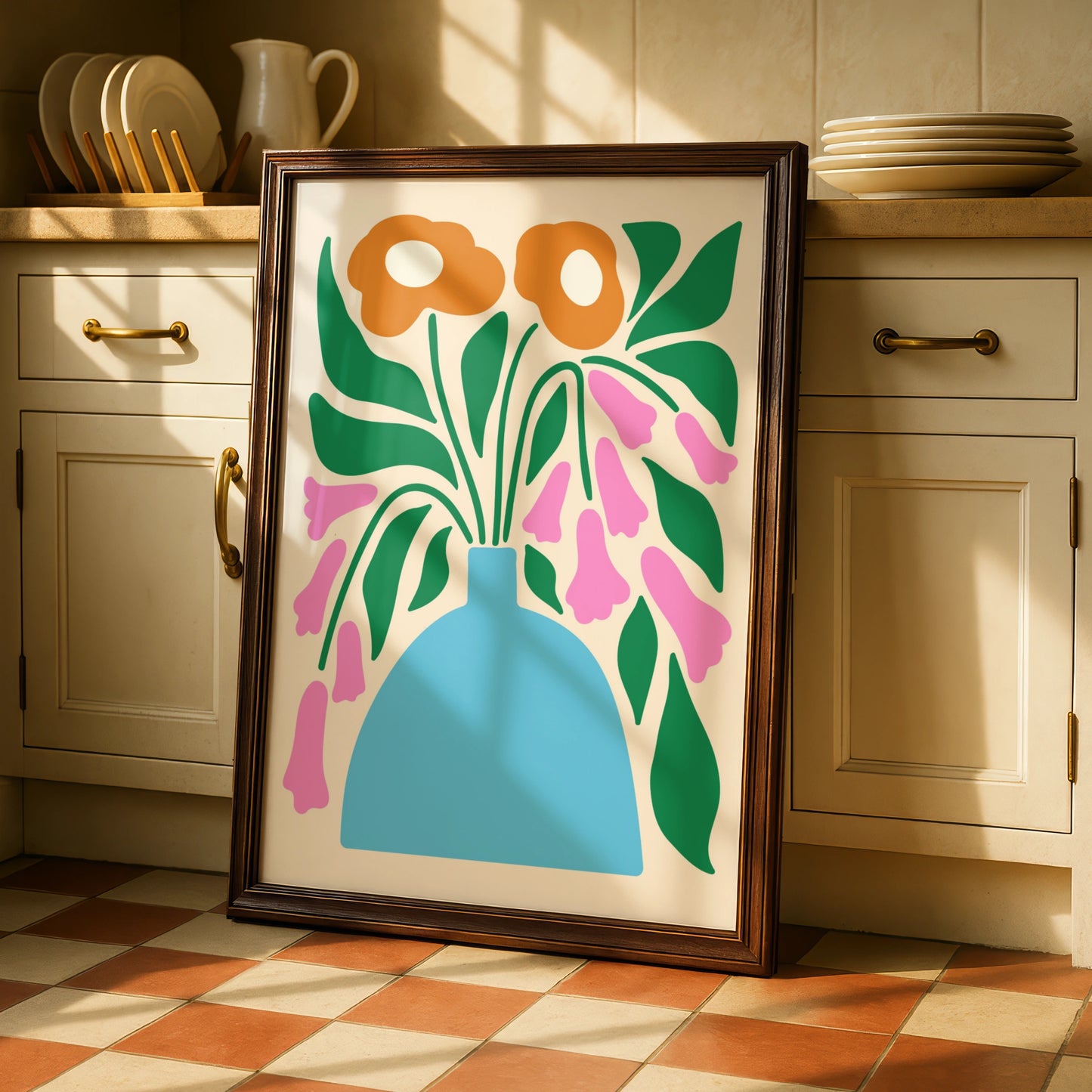 Maximalist Floral Vase Poster, Bold Botanical Wall Art, Colourful Flower Print, Eclectic Home Decor