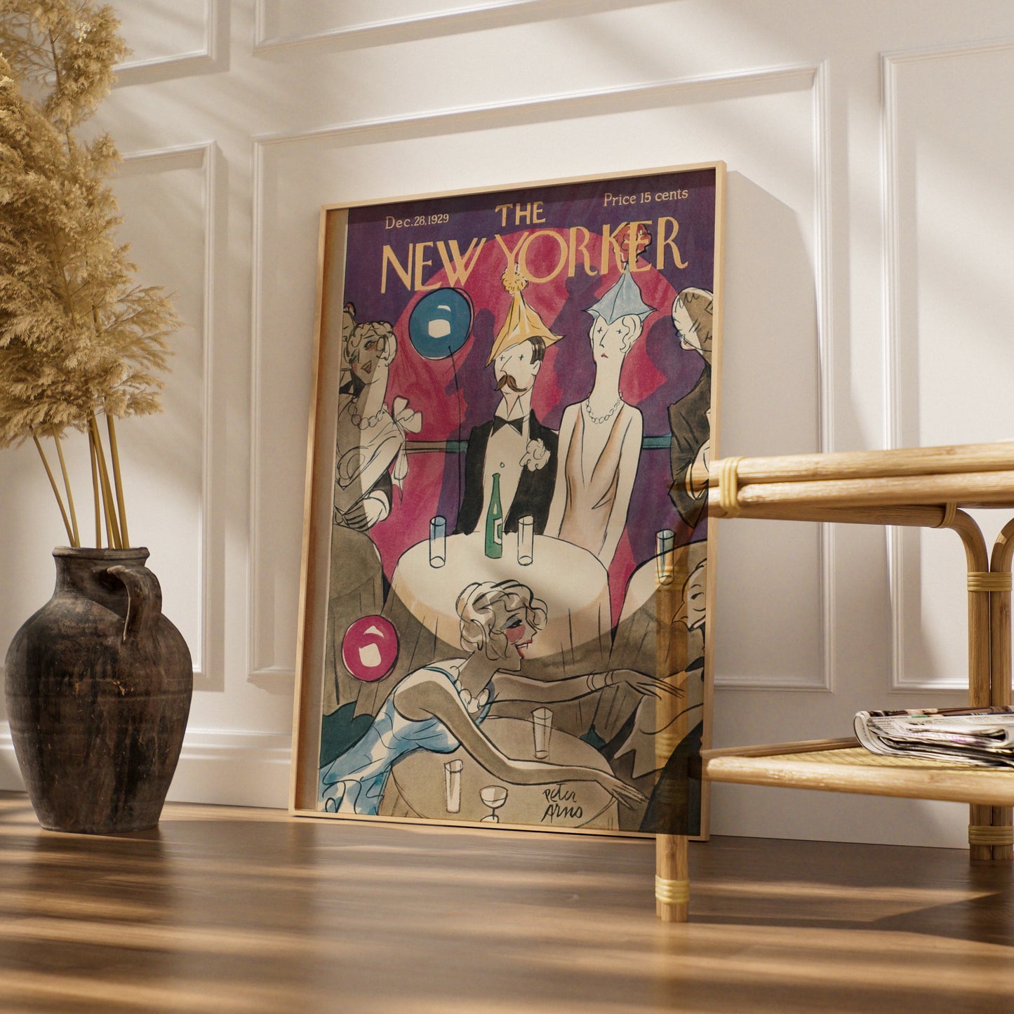 New Yorker 1929 Cover Poster, Peter Arno Art Deco New Year Party Print, Vintage Wall Art
