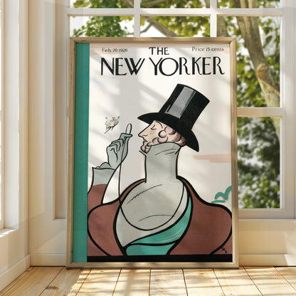 New Yorker Cover Feb 1926 Poster, Vintage Top Hat Dandy Art, Art Deco Wall Print