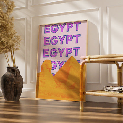 Egypt Travel Poster, Pyramids Sphinx Wall Art, Retro Bold Print, Egyptian Pop Art Decor