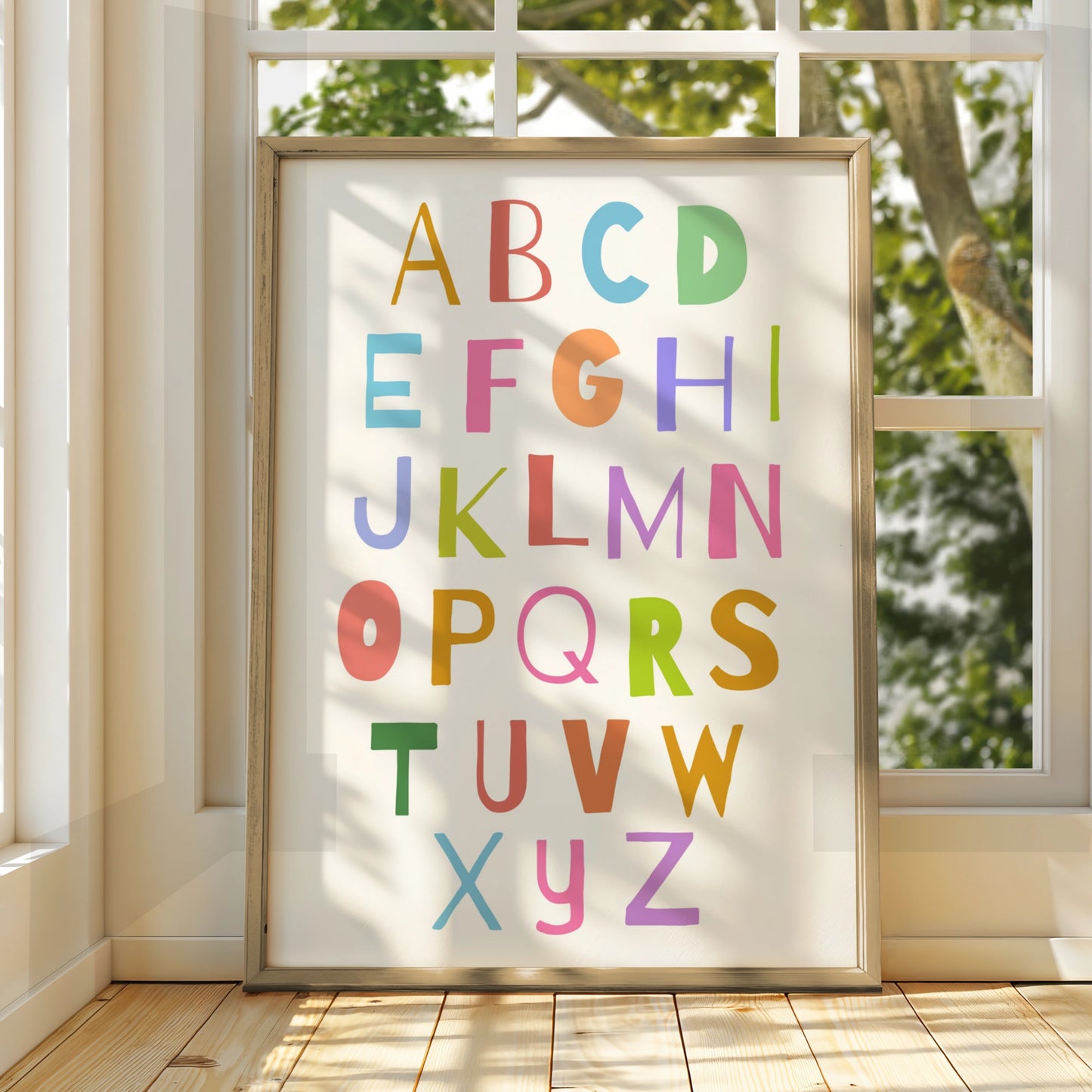 Colourful Alphabet Nursery Wall Art, ABC Kids Poster, Playroom Educational Print