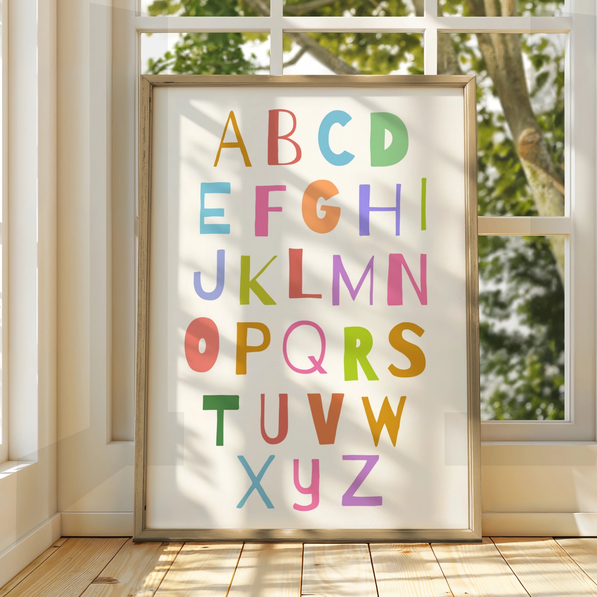 Colourful Alphabet Nursery Wall Art, ABC Kids Poster, Playroom Educational Print