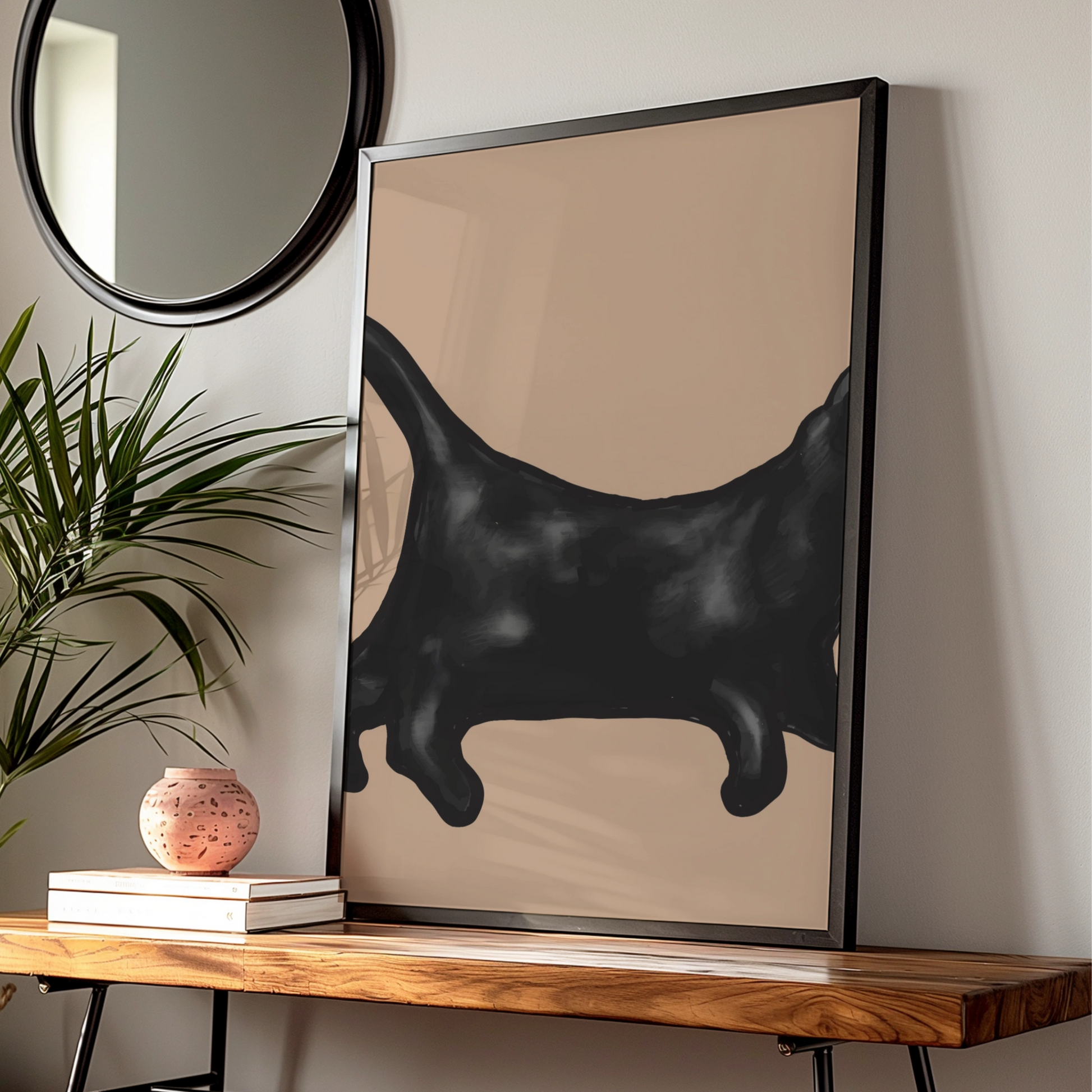 Halloween Black Cat Poster, Spooky Cat Wall Art, Witch Cat Print, Creepy Cat Decor