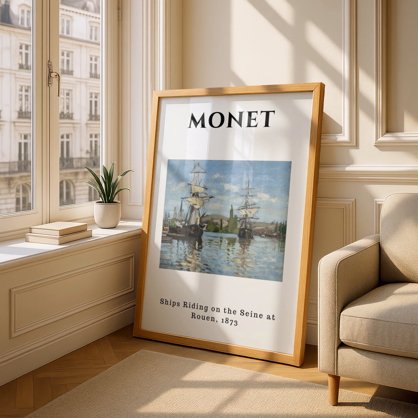 Monet Ships on the Seine Wall Art Print | Impressionist Sailing Poster, Living Room Decor – product image 4