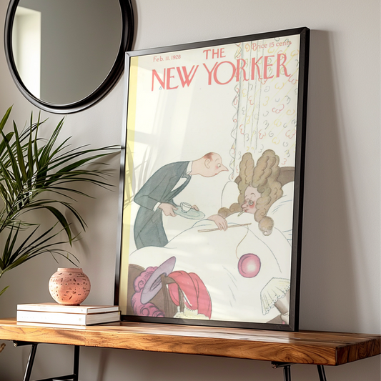The New Yorker February 1928 Cover Art Poster, Vintage Illustration Wall Art Print