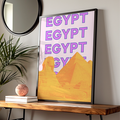 Egypt Travel Poster, Pyramids Sphinx Wall Art, Retro Bold Print, Egyptian Pop Art Decor