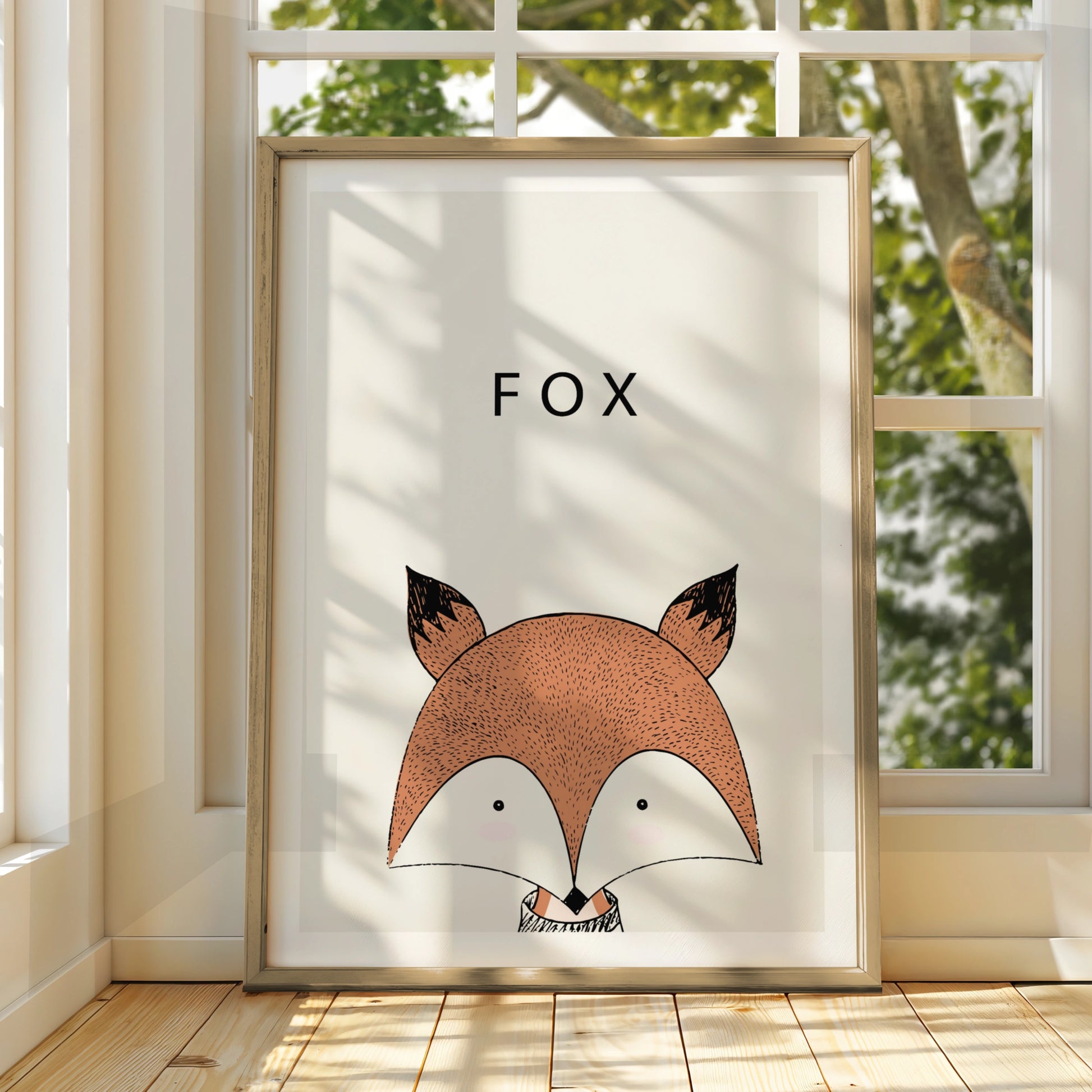 Fox Poster, Cute Animal Print, Minimalist Nursery Wall Art, Kids Room Woodland Decor