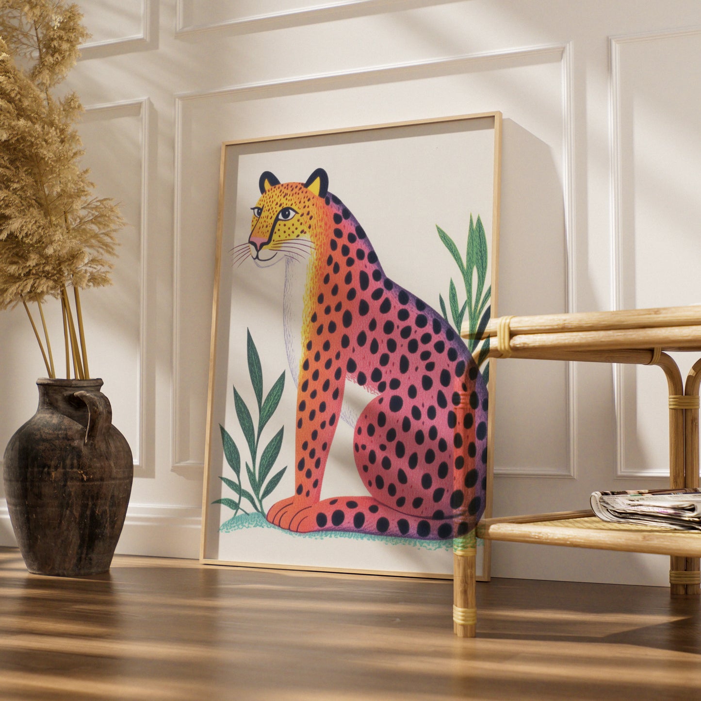 Colourful Cheetah Nursery Wall Art, Kids Animal Print, Jungle Safari Poster