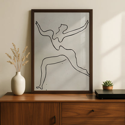 Dancing Figure Line Art, Monochrome Wall Art, Minimalist Print, Modern Black White Poster