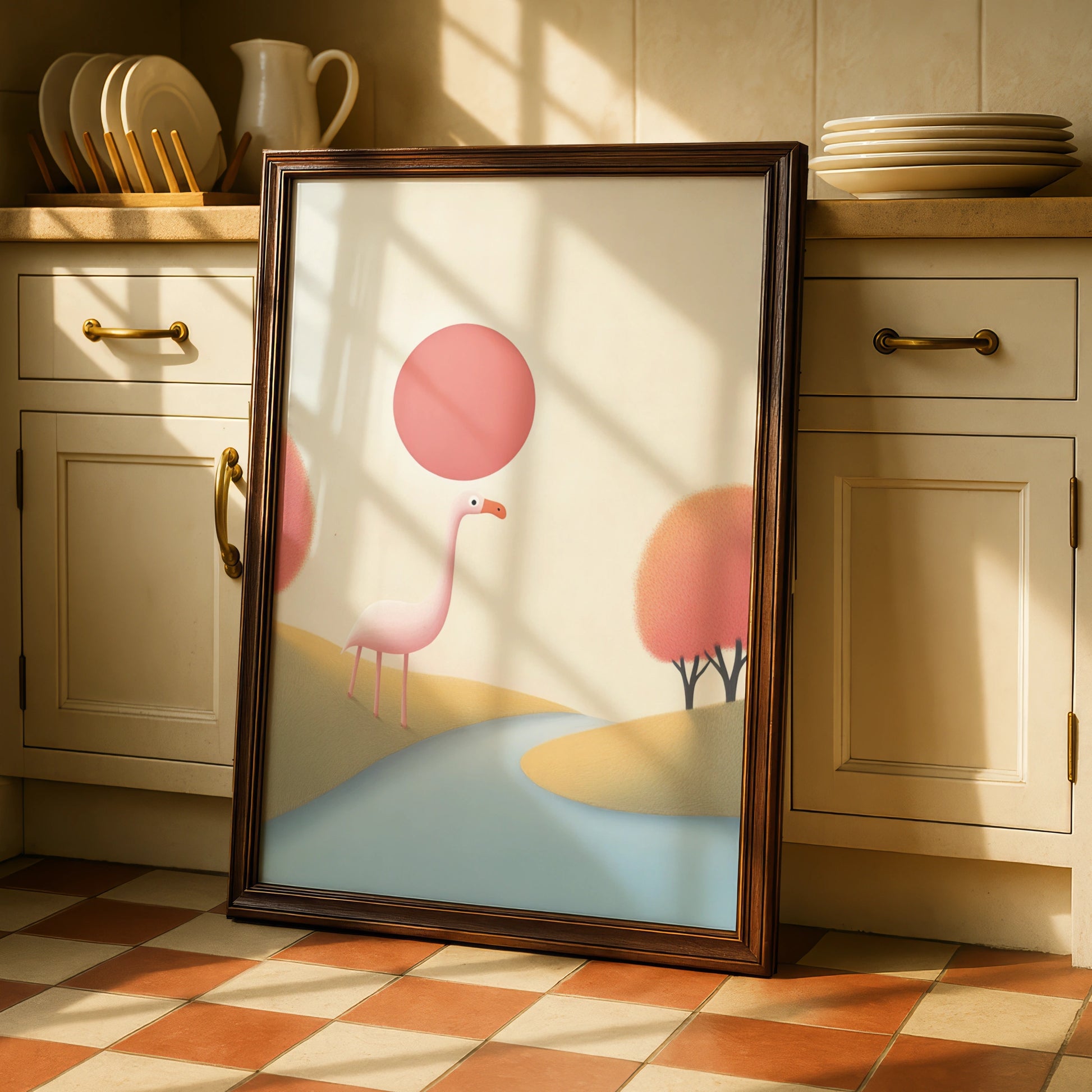 Flamingo Nursery Wall Art, Pink Bird Print, Cute Animal Poster, Children's Room Decor
