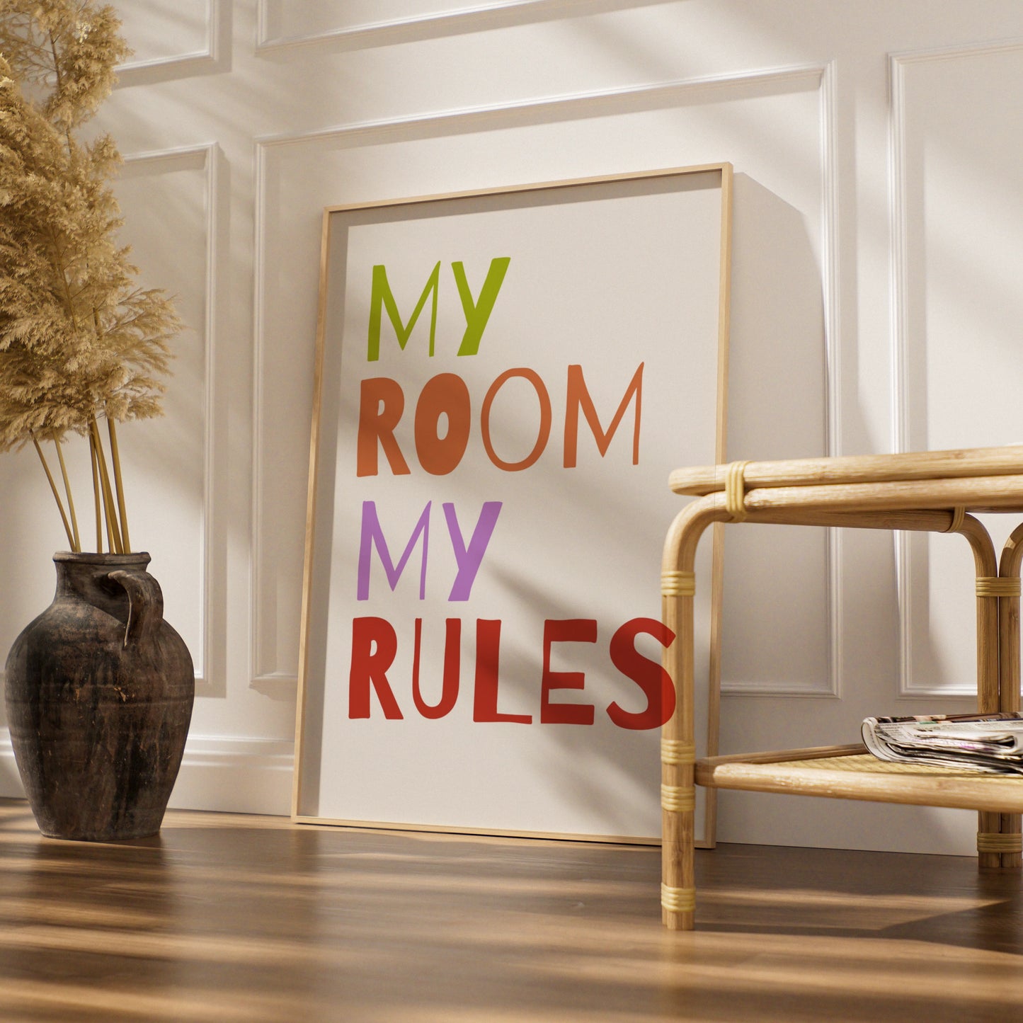 My Room My Rules Nursery Wall Art, Kids Bedroom Poster, Colourful Children Print