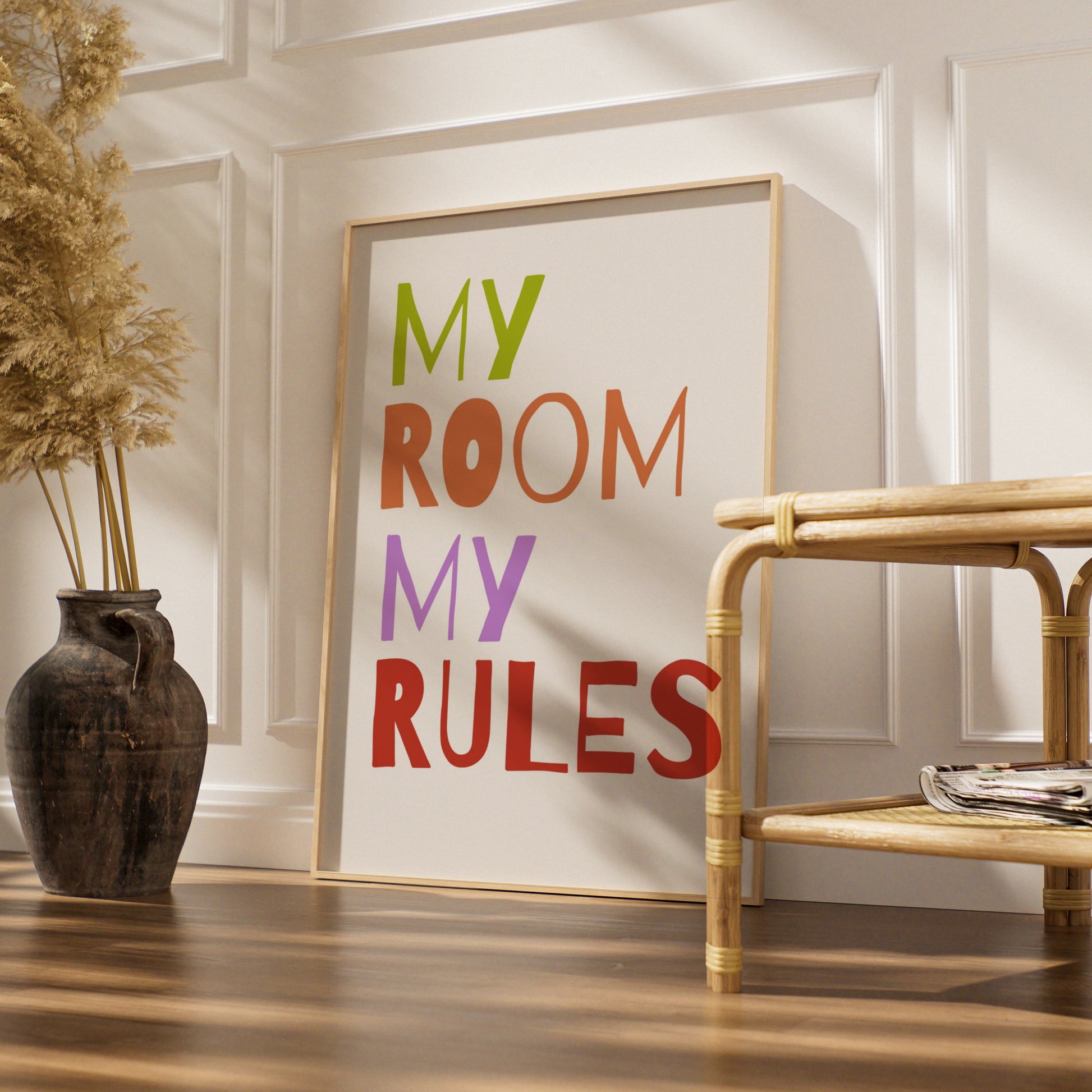 My Room My Rules Nursery Wall Art, Kids Bedroom Poster, Colourful Children Print