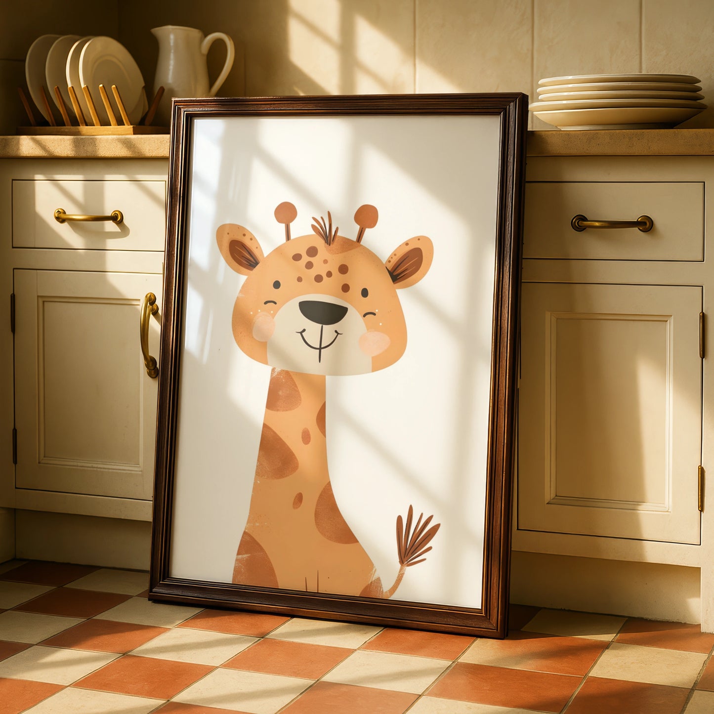 Cute Giraffe Nursery Wall Art, Safari Animal Baby Room Poster, Kids Bedroom Print