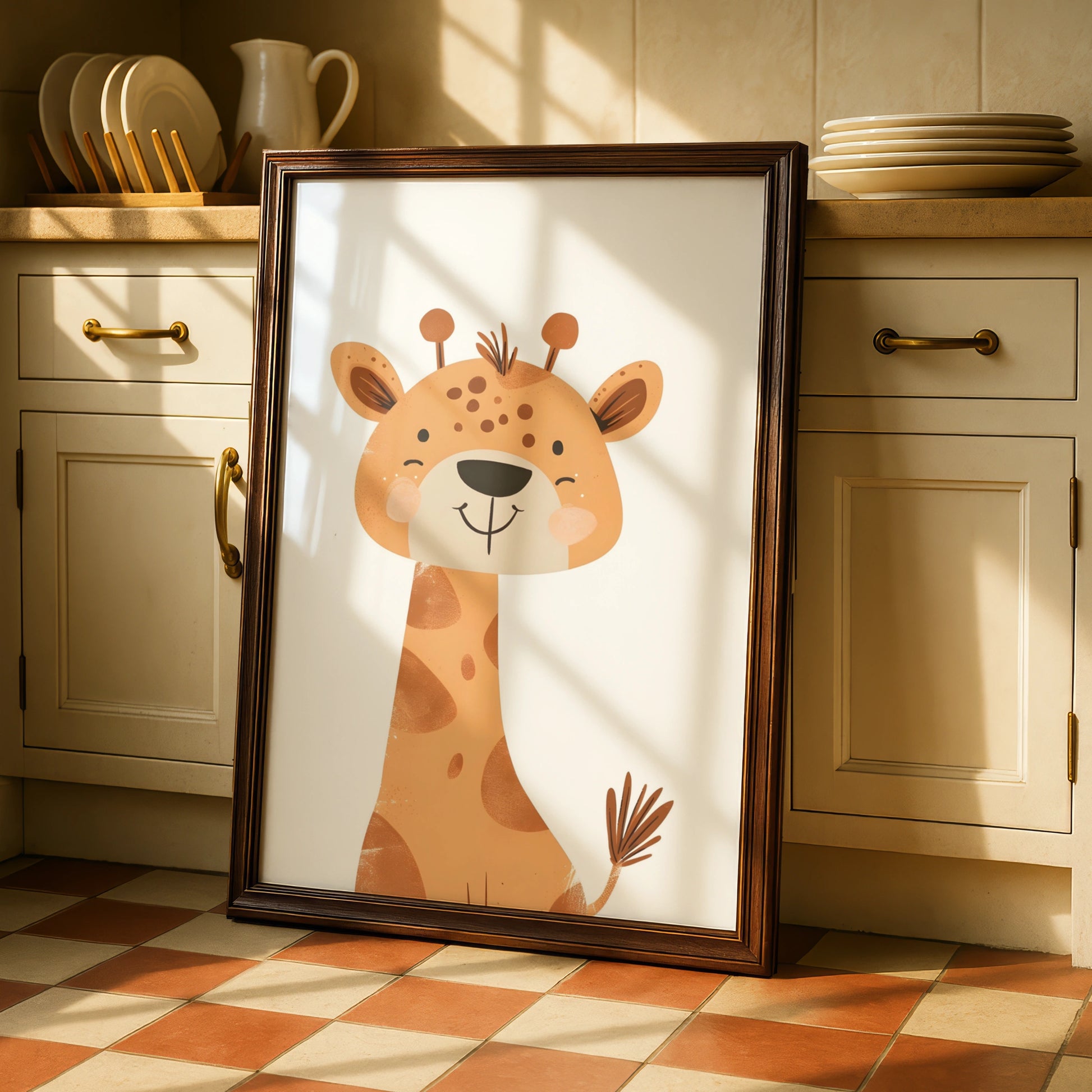 Cute Giraffe Nursery Wall Art, Safari Animal Baby Room Poster, Kids Bedroom Print