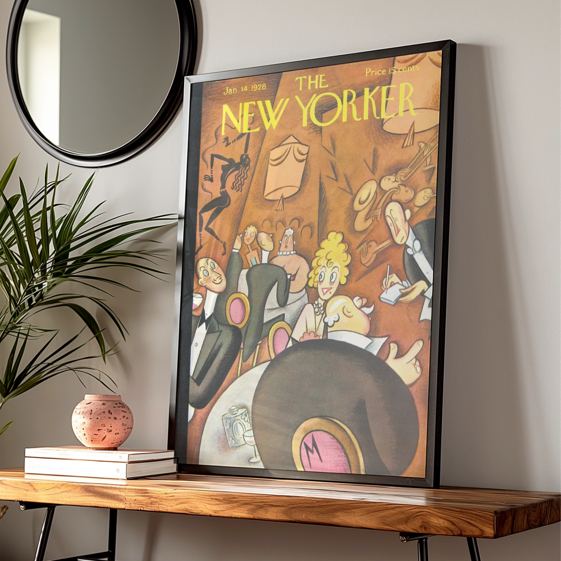 The New Yorker January 1928 Cover Art Poster, Vintage Jazz Club Wall Print