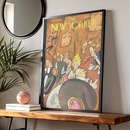 The New Yorker January 1928 Cover Art Poster, Vintage Jazz Club Wall Print