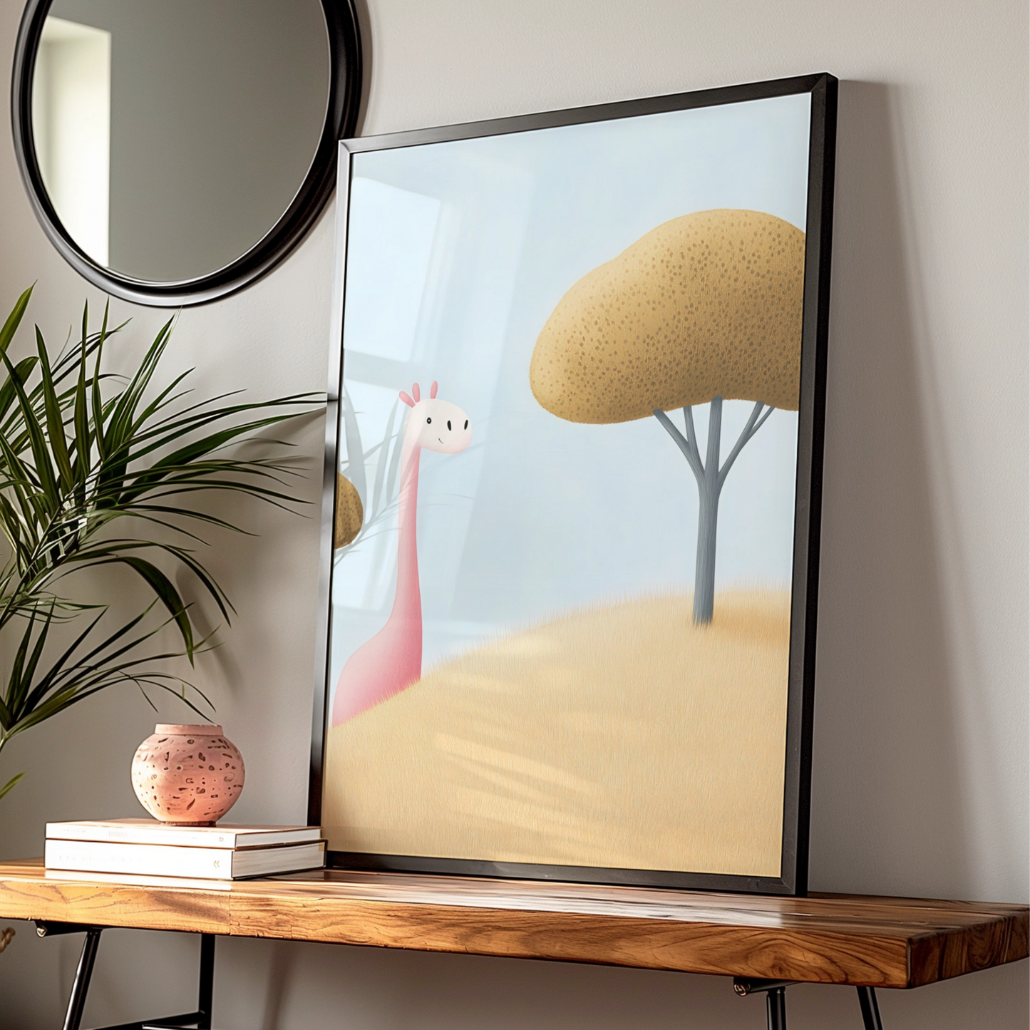 Pink Giraffe Nursery Wall Art, Cute Safari Animal Print, Baby Room Poster, Kids Decor
