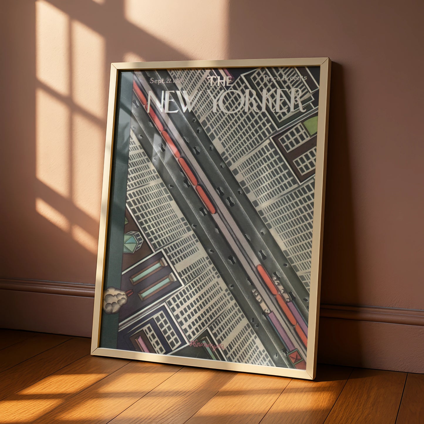 The New Yorker September 1928 Cover Poster, Art Deco NYC Aerial City Wall Art Print