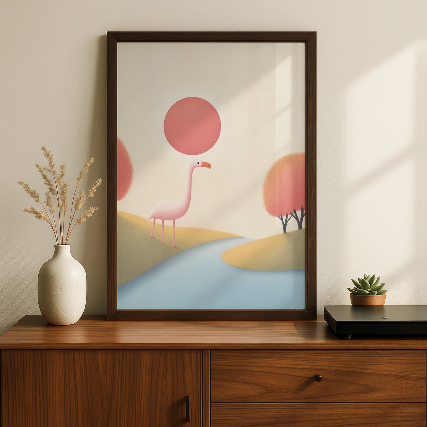 Flamingo Nursery Wall Art, Pink Bird Print, Cute Animal Poster, Children's Room Decor