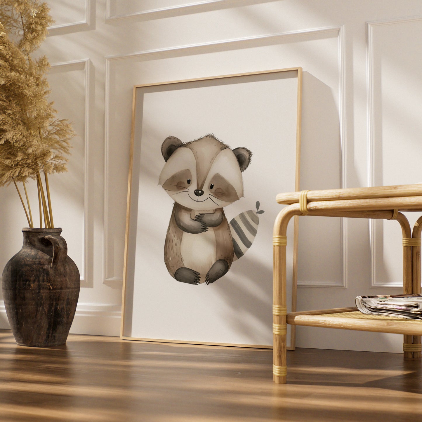 Raccoon Nursery Wall Art, Woodland Animal Poster, Baby Room Decor, Kids Print