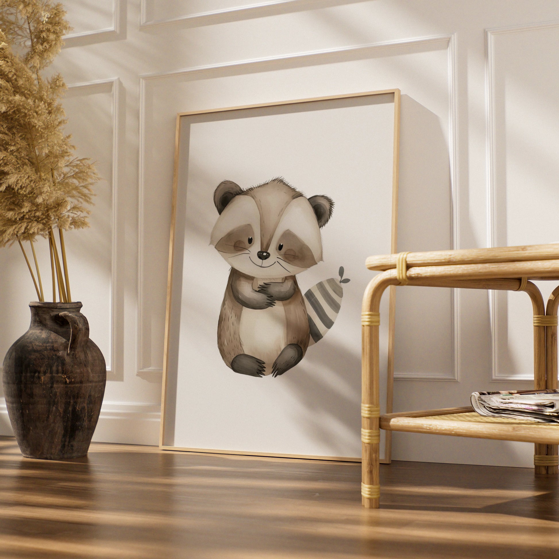 Raccoon Nursery Wall Art, Woodland Animal Poster, Baby Room Decor, Kids Print