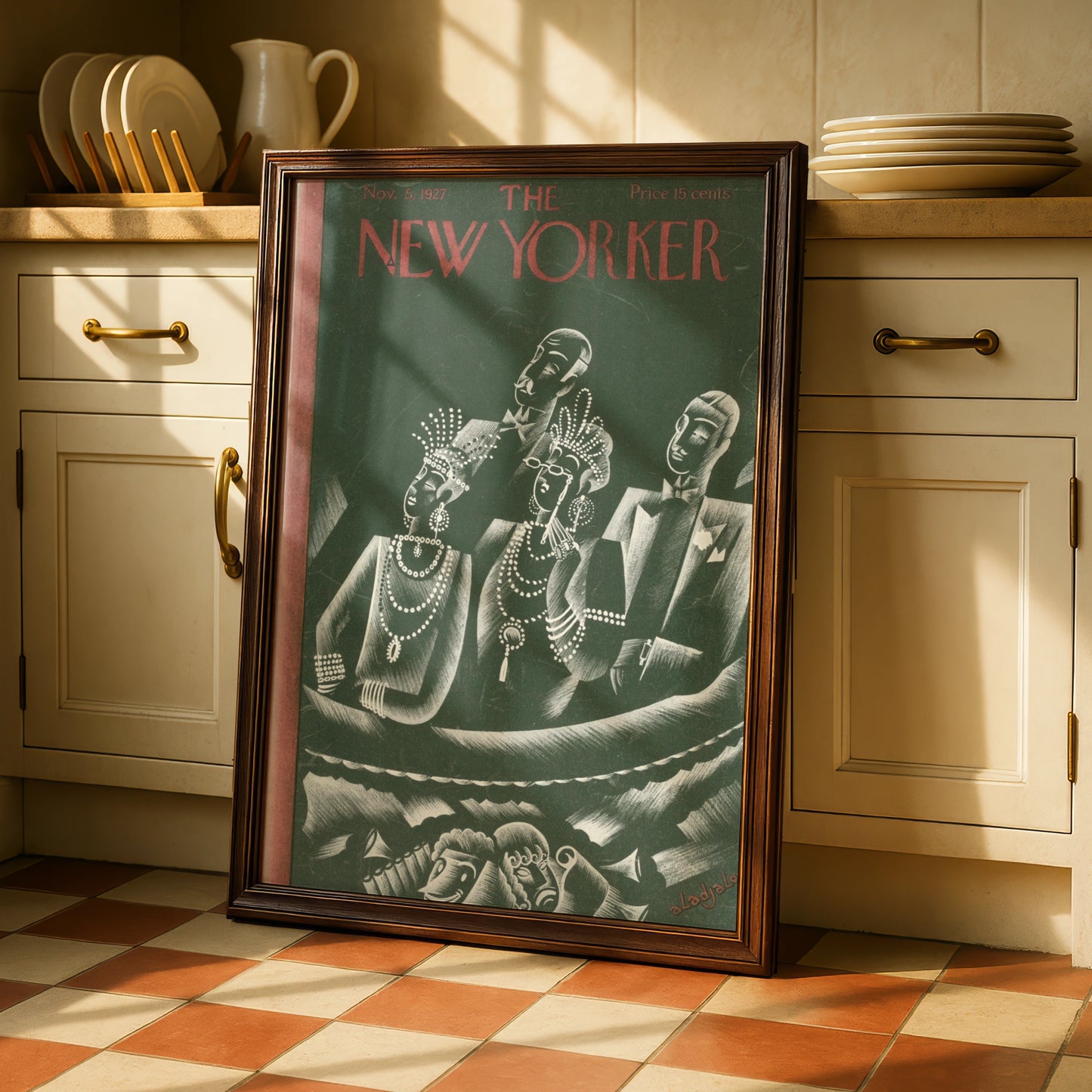 The New Yorker 1927 Art Deco Cover Poster, Vintage Jazz Age Theatre Wall Art Print