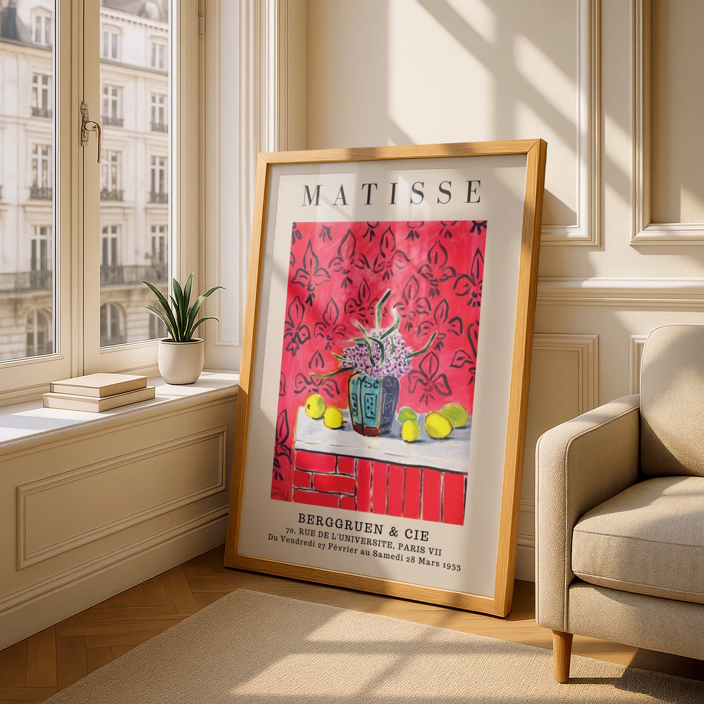 Red Floral Still Life Wall Art Print, Colourful Vintage Gallery Poster – product image 4