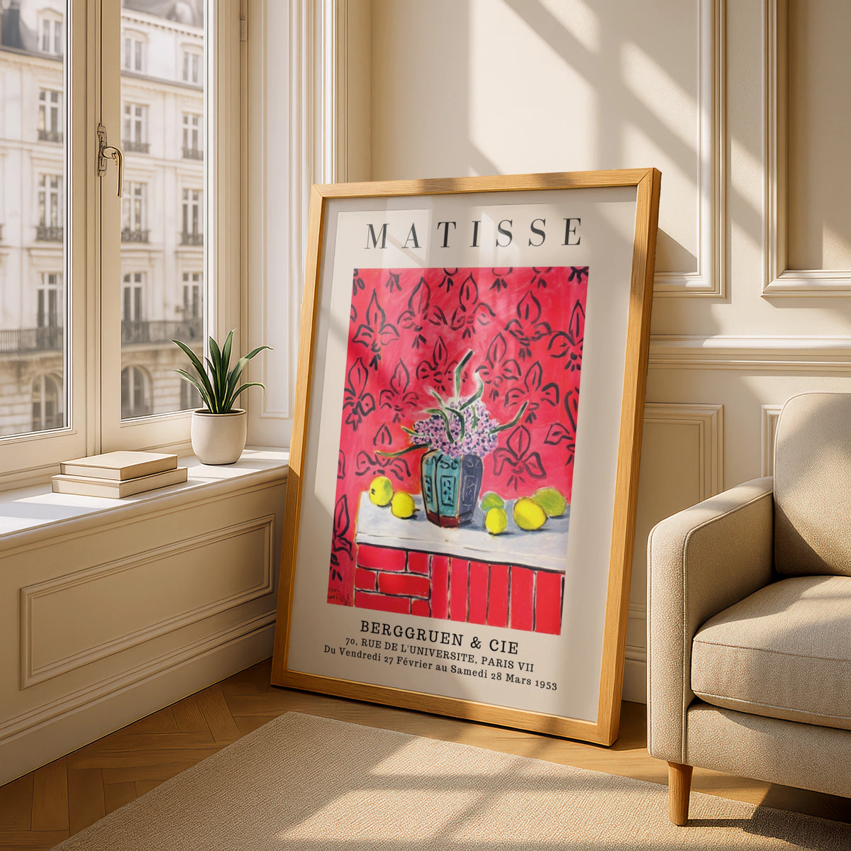 Red Floral Still Life Wall Art Print, Colourful Vintage Gallery Poster – product image 4