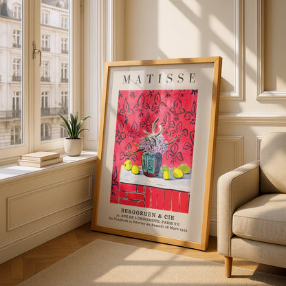 Red Floral Still Life Wall Art Print, Colourful Vintage Gallery Poster – product image 4