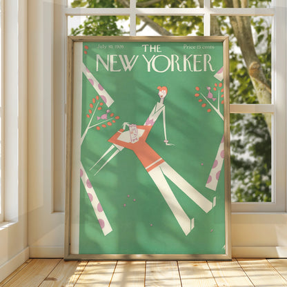 The New Yorker July 1926 Cover Poster, Vintage Art Deco Wall Art, Green Retro Print