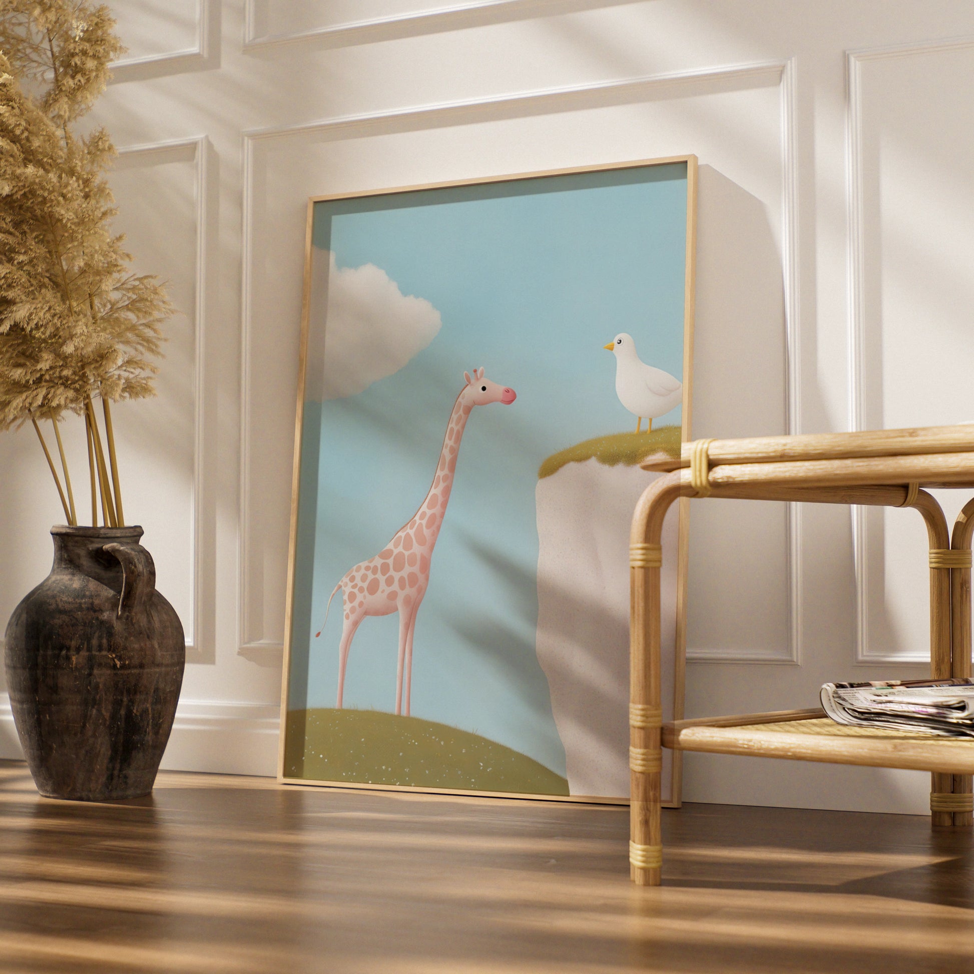 Giraffe Nursery Wall Art, Cute Animal Print, Baby Girl Poster, Pastel Kids Room Decor