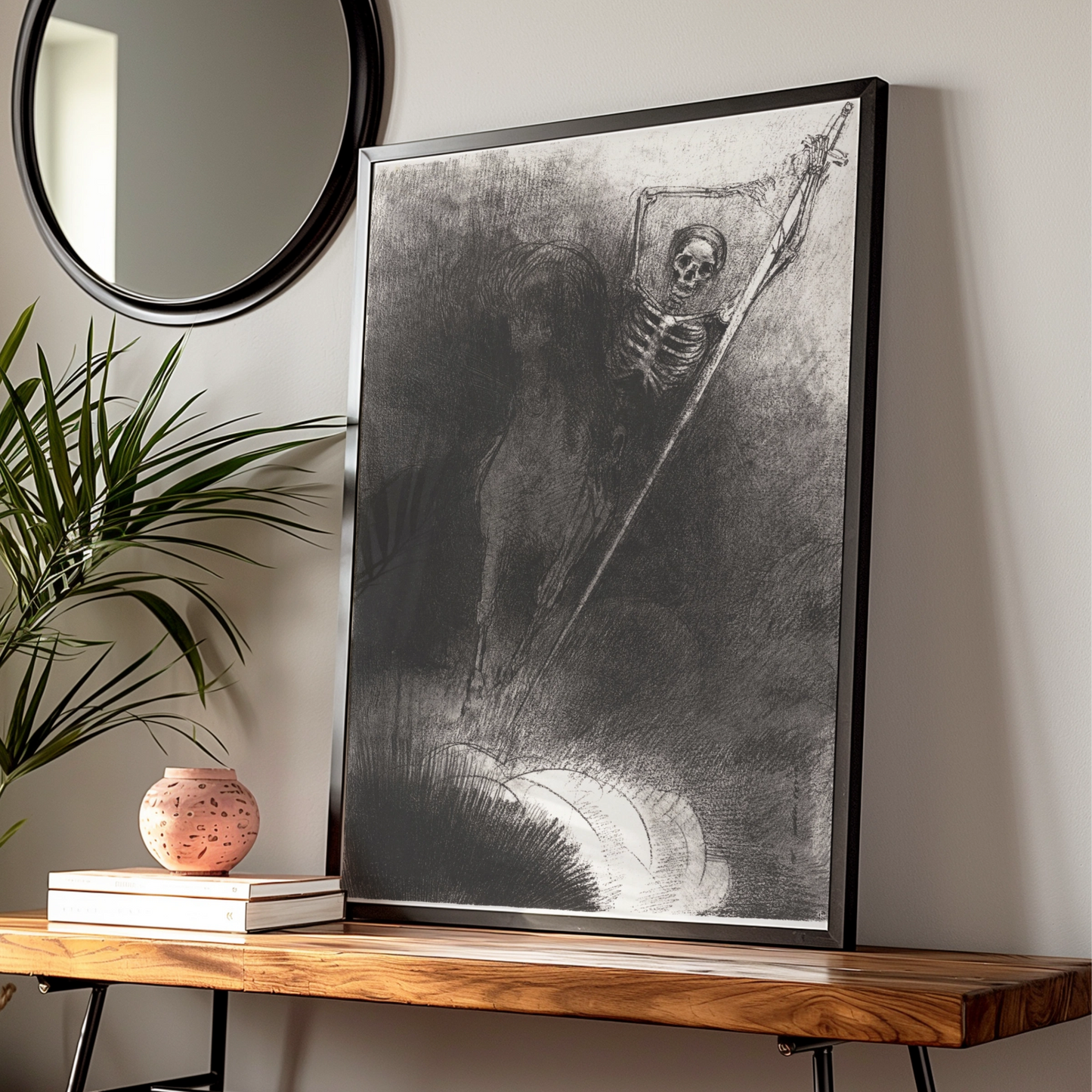 Grim Reaper Skeleton Wall Art, Dark Halloween Poster, Gothic Skull Print, Macabre Home Decor
