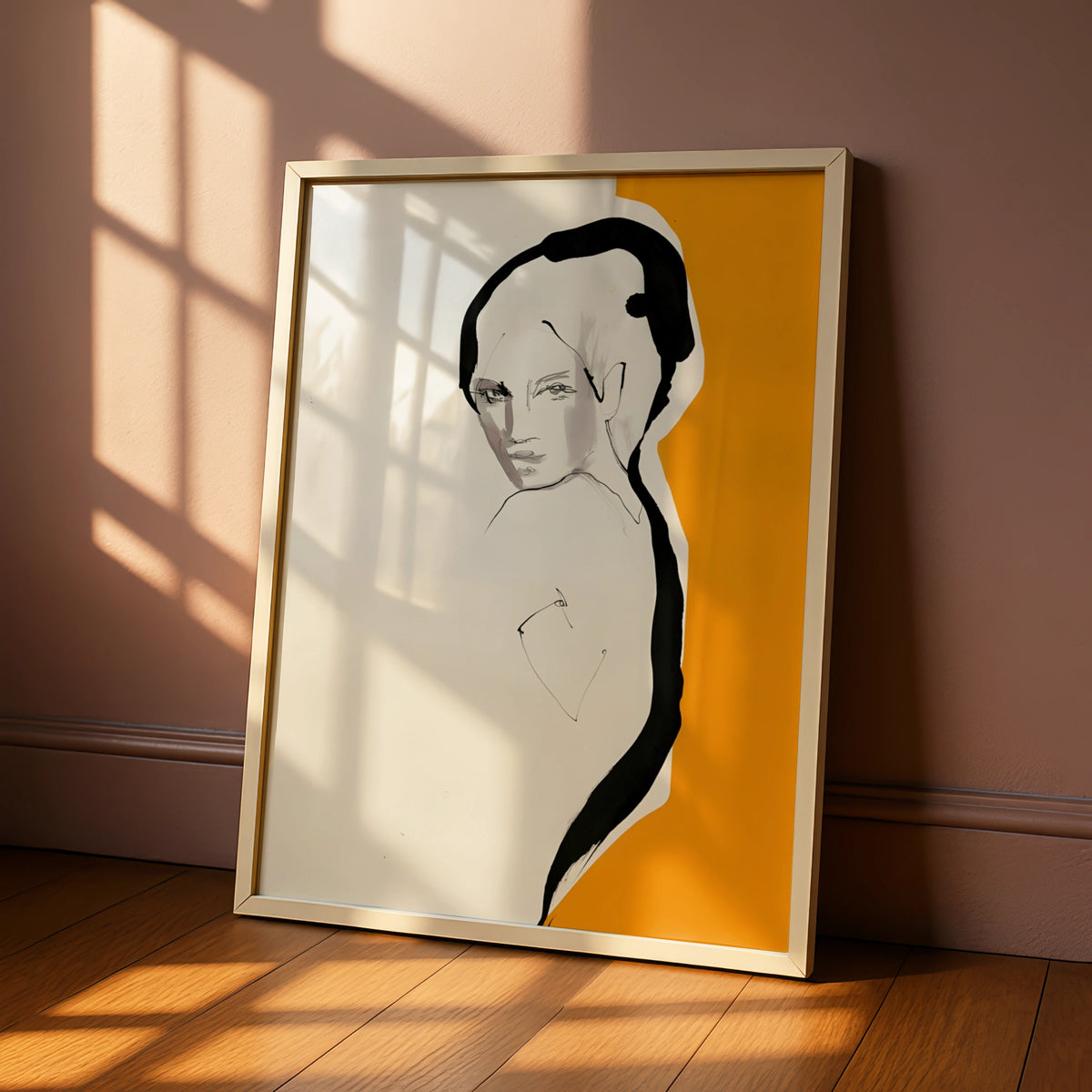 Female Figure Sketch Print, Modern Portrait Wall Art, Black Line Drawing, Contemporary Poster