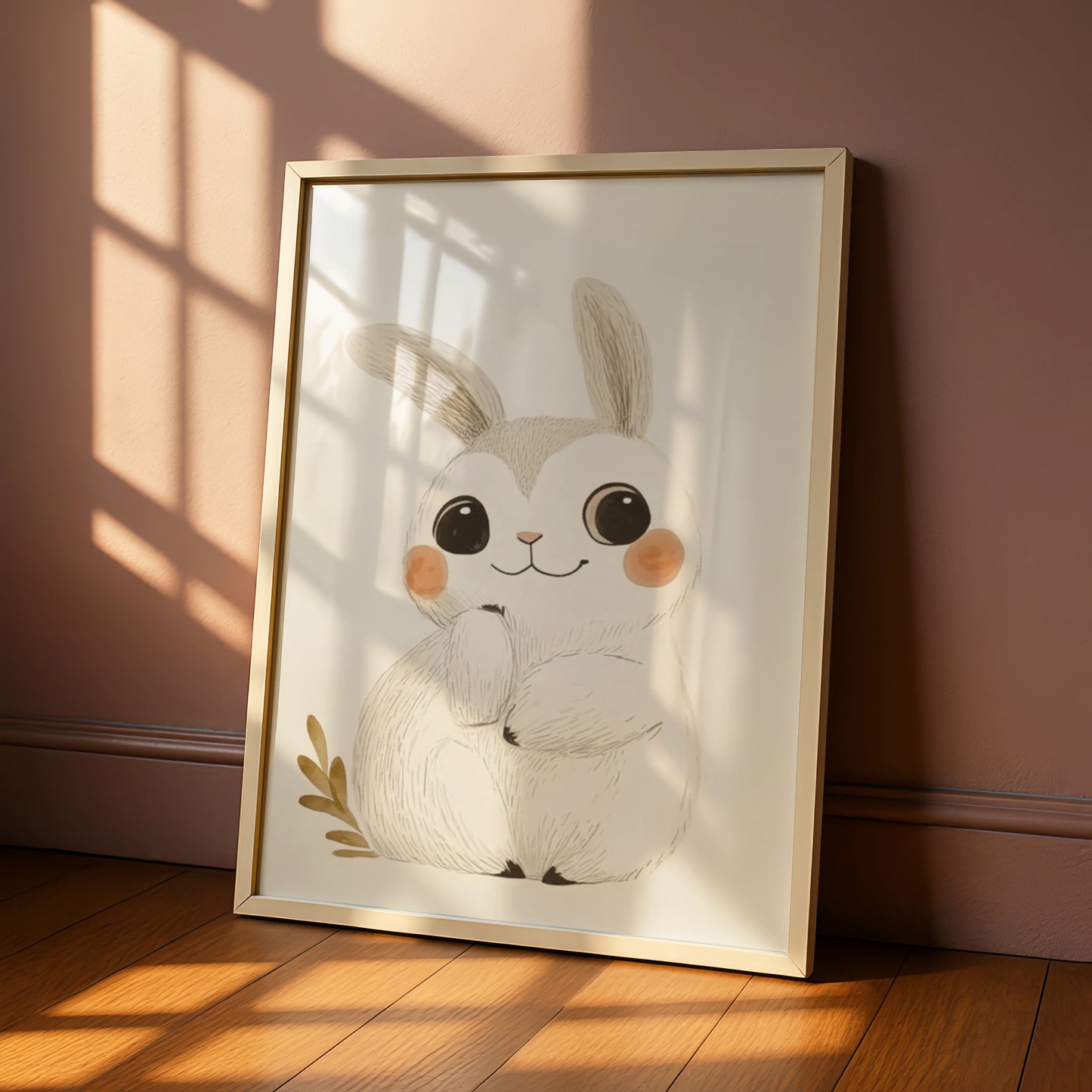 Cute Bunny Nursery Wall Art, Rabbit Poster, Baby Girl Boy Room Decor, Woodland Print