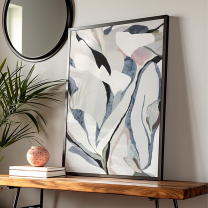 Abstract Floral Botanical Print, Monochrome Wall Art, Neutral Minimalist Poster, Modern Decor