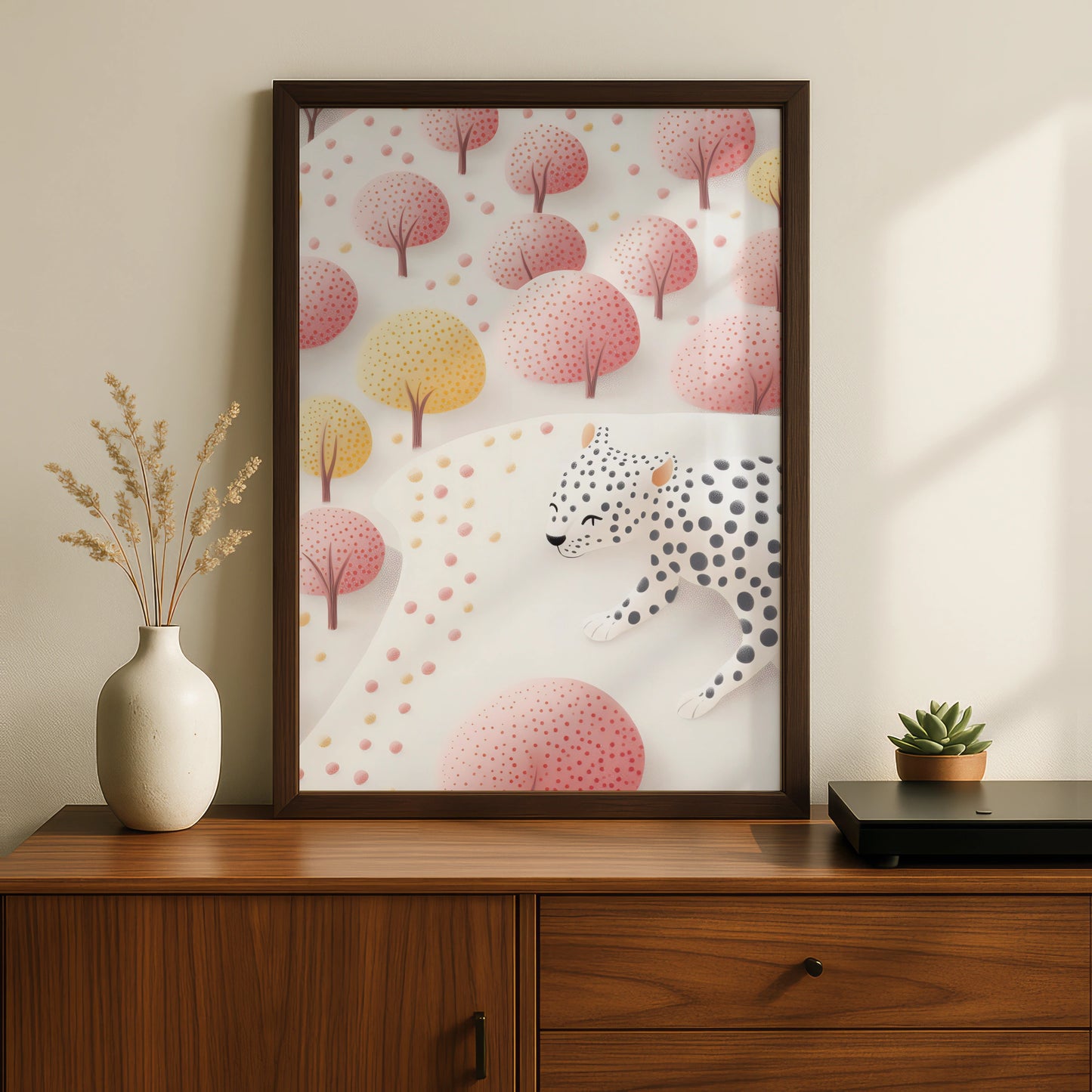 Leopard Nursery Wall Art, Pink Cheetah Print, Baby Girl Room Poster, Cute Animal Decor