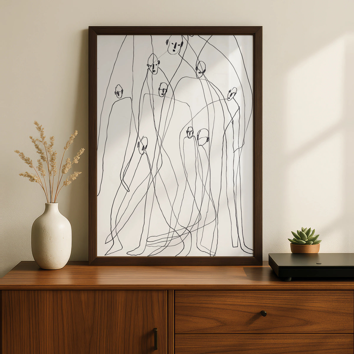 Abstract Figure Drawing, Monochrome Wall Art, Black and White Line Art Poster, Modern Print