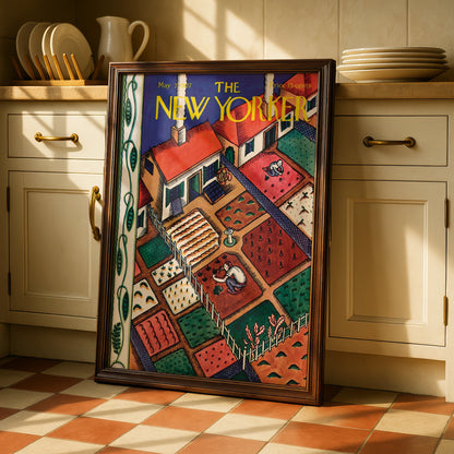 New Yorker 1927 Garden Cover Poster, Vintage Kitchen Wall Art, Retro Spring Print