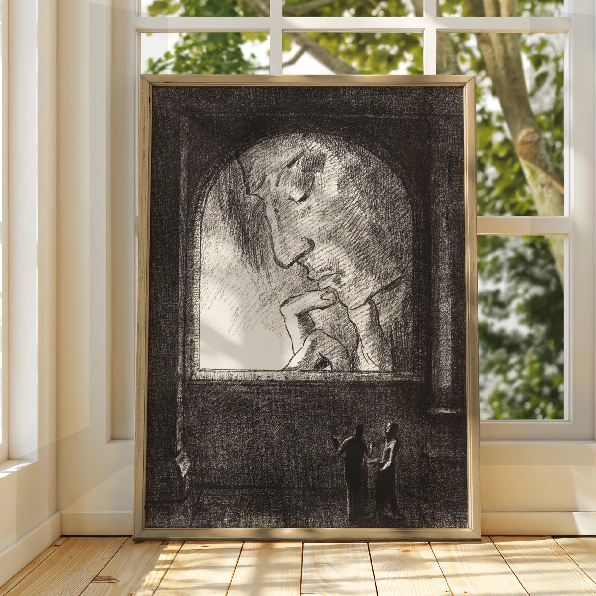 Halloween Gothic Horror Art Print, Dark Figure Archway Poster, Spooky Black Wall Art
