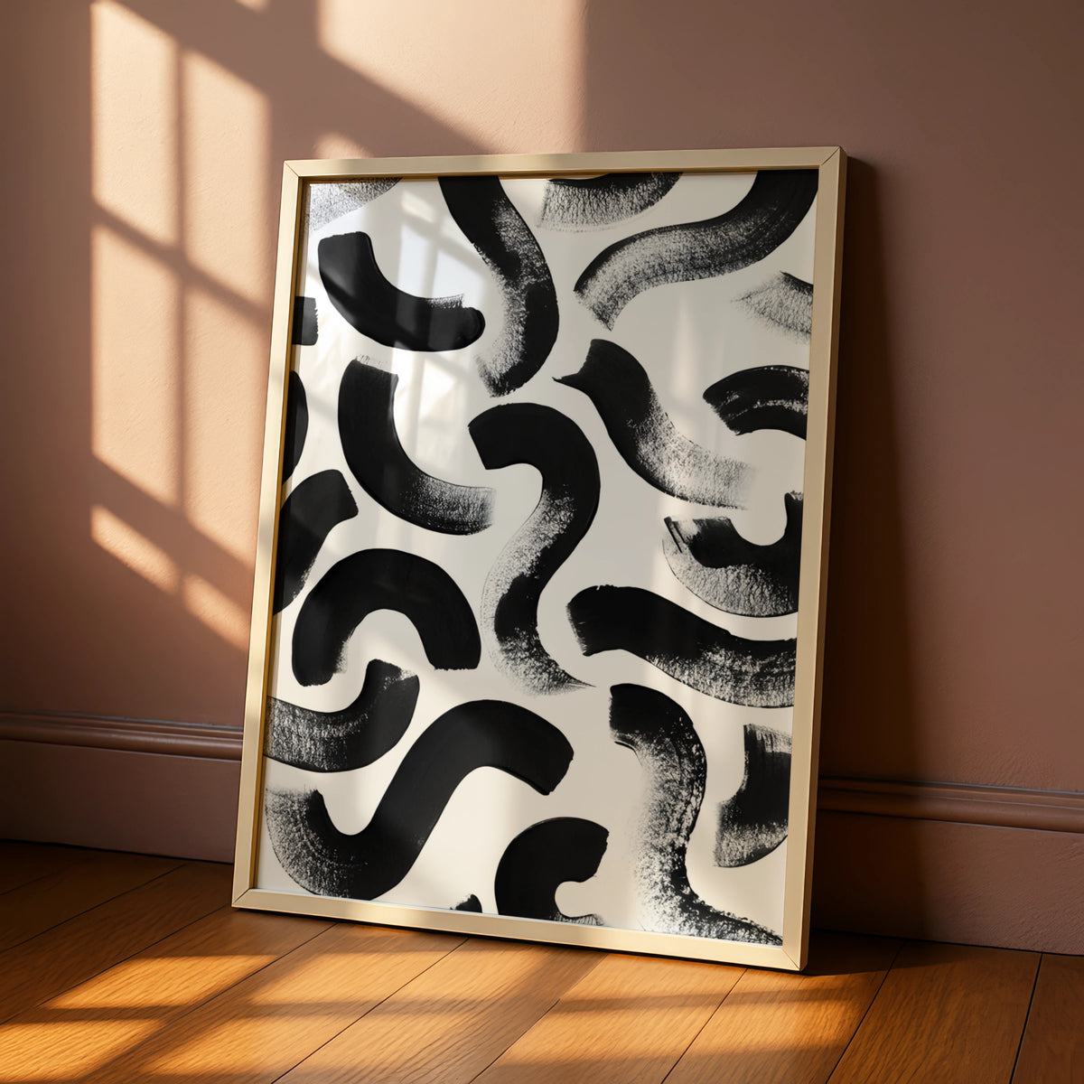 Abstract Brush Stroke Print, Monochrome Wall Art, Black and White Modern Poster