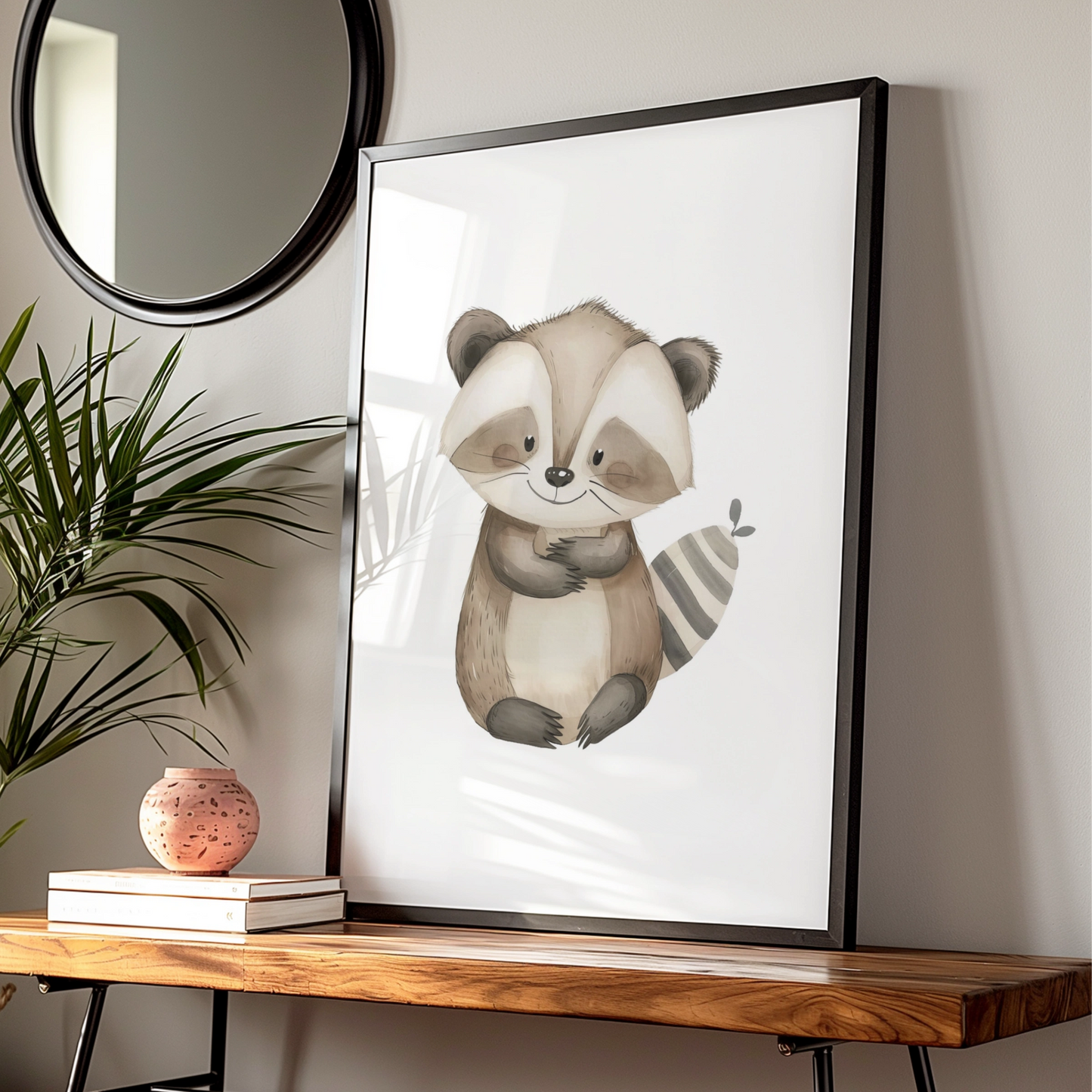 Raccoon Nursery Wall Art, Woodland Animal Poster, Baby Room Decor, Kids Print