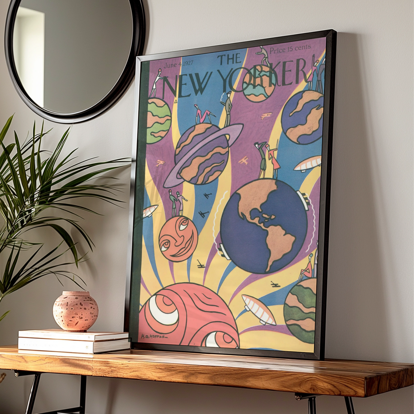 The New Yorker 1927 Space Planets Cover Poster, Art Deco Vintage Wall Art Print