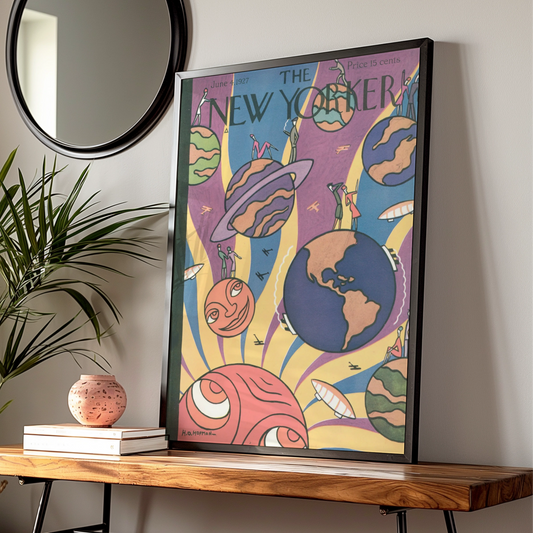 The New Yorker 1927 Space Planets Cover Poster, Art Deco Vintage Wall Art Print