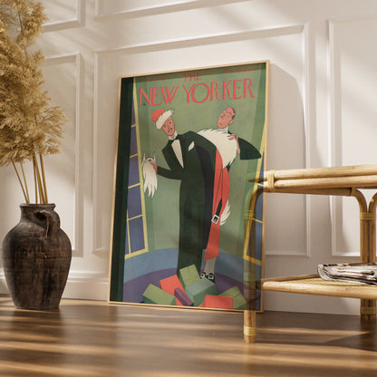 The New Yorker Christmas 1927 Cover Art Poster, Art Deco Holiday Vintage Print