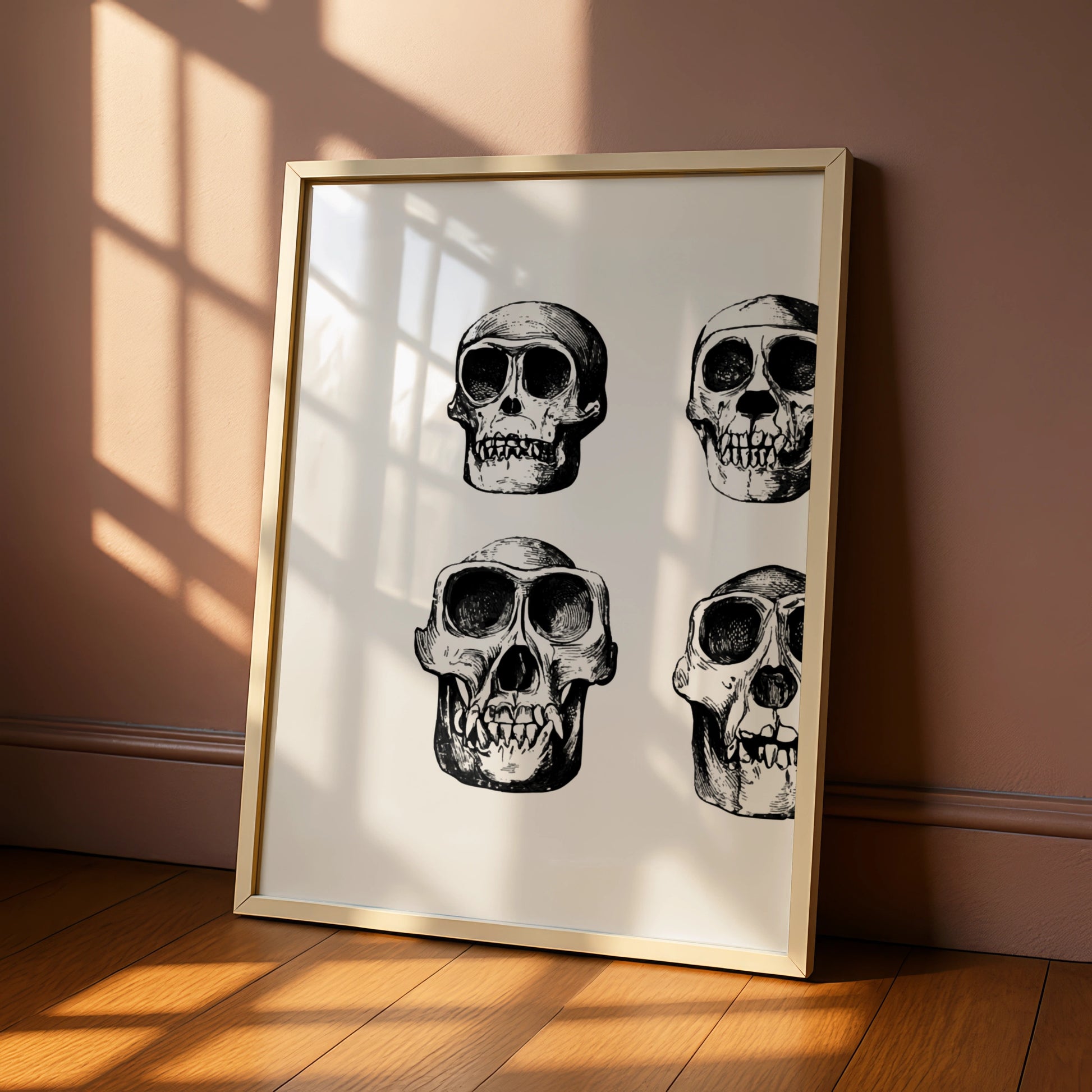 Halloween Skull Poster, Gothic Skeleton Wall Art, Black White Skull Print, Dark Spooky Decor
