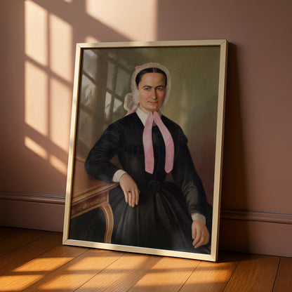 Victorian Woman Portrait Poster, Antique Oil Painting Print, Dark Gothic Wall Art