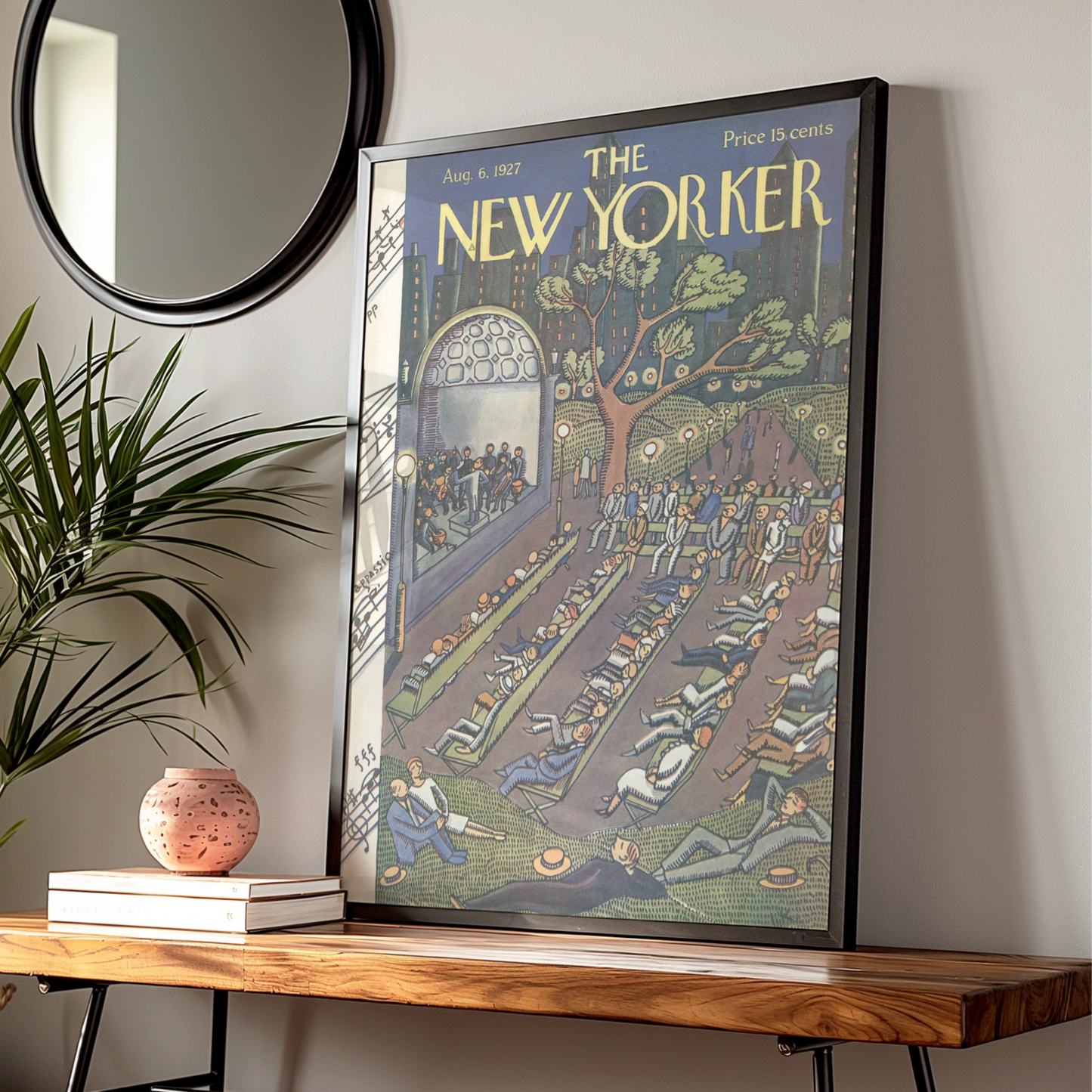 The New Yorker August 1927 Poster, Outdoor Concert Park Print, Vintage NYC Wall Art