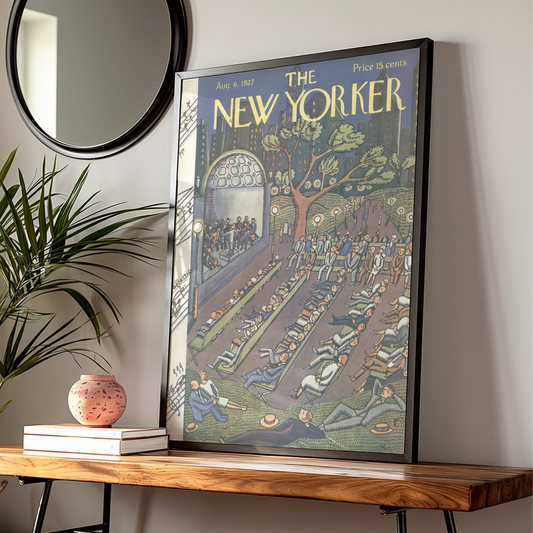 The New Yorker August 1927 Poster, Outdoor Concert Park Print, Vintage NYC Wall Art